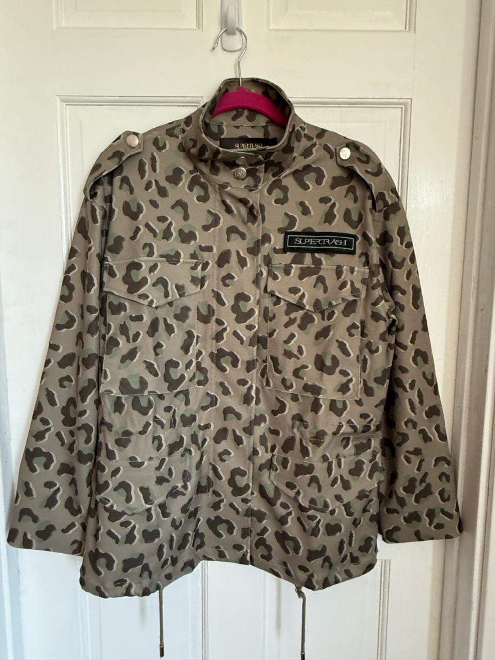 Supertrash Neutral Leopard Print Military Jacket. European Size 34. NWT